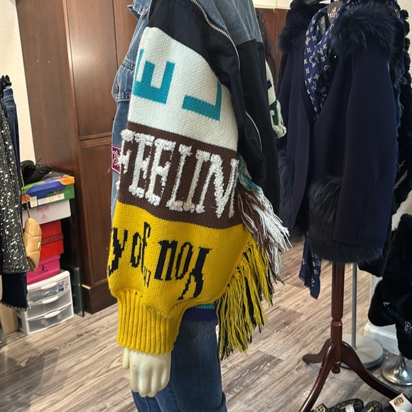 Denim fringe  multi colored jacket - Picture 7 of 13